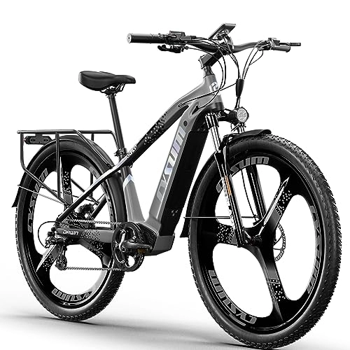 Elektrische Mountainbike : PRASHANT M520 Elektrofahrräder 29'' E- Mountainbike für Herren und Damen, E-Bike mit 55Nm 672Wh (grau)
