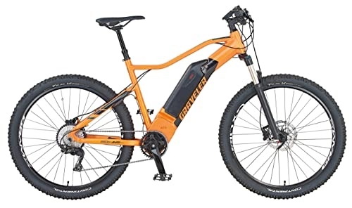 Elektrische Mountainbike : Prophete E-Bike Graveler, MTB Mountainbike für Damen und Herren, Elektrofahhrad 27, 5" AEG SportDrive, Farbe orange matt