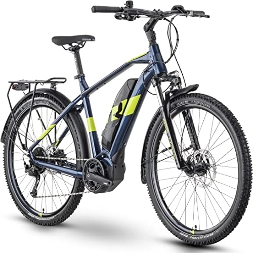 Elektrische Mountainbike : R Raymon CrossRay E 3.0 500Wh Yamaha Elektro Trekking Bike 2022 (27.5" Herren Diamant L / 56cm, Dark Blue / Lime (Herren))