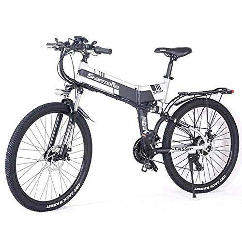 Elektrische Mountainbike : RZBB Elektrisches Mountainbike, Klappbares 26-Zoll-E-Bike, 36 V, 250 W, 10, 4 Ah, Premium-Vollfederung Und Shimano 21-Gang-Getriebe