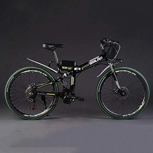 Elektrische Mountainbike : SZPDD Mountainbike Elektro-Fahrrad 48V350W 10Ah Leistungsstarke Elektro-Fat Bike Lithium-Batterie Off Road Bike, Blackgreen, 26inches