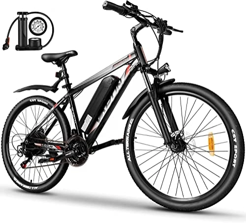Elektrische Mountainbike : VARUN E-Bike 26" / 27.5" E-Mountainbike mit Abnehmbarer 36V 10, 4Ah / 48V 12, 5Ah Akku 250W Motor 25km / h und Shimano 21-Gang Elektrofahrrad Ausdauer 55-70km Herren und Damen (26") (Rot)