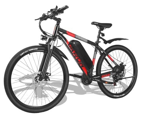 Elektrische Mountainbike : VARUN E-Bike Damen Herren E-Mountainbike Aluminiumlegierung 27.5 Zoll Elektrofahrrad mit 250W 48V 12.5Ah(360WH) Abnehmbarer Lithium-Ionen-Akku Rot