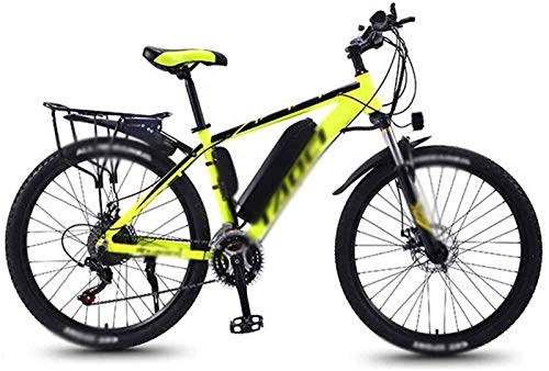 Elektrische Mountainbike : WJSWD Elektro-Schnee-Fahrrad, 66 cm (26 Zoll), 36 V / 13 A Power Shift Mountainbike Radfahren Reisen Workout Lithium-Akku Beach Cruiser für Erwachsene (Farbe: gelb)
