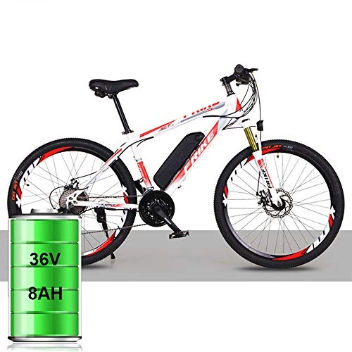 Elektrische Mountainbike : YBCN Eine Verbesserte Version Eines Elektrischen Mountainbikes Mit Einem 21 / 27 Schaltsystem 36V Lithiumbatterie 8AH / 10AH 26 Zoll, Blanc Rouge, 21speed Luxury
