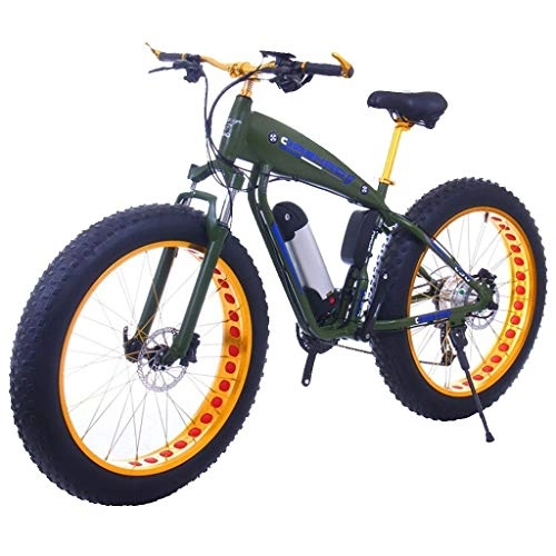 Elektrische Mountainbike : ZJGZDCP Fat Tire elektrisches Fahrrad 48V 10Ah Lithium-Batterie mit -Stodmpfungssystem 26inch Adult Snow Mountain E-Bikes Scheibenbremsen 21speed (Color : 15Ah, Size : ArmyGreen)