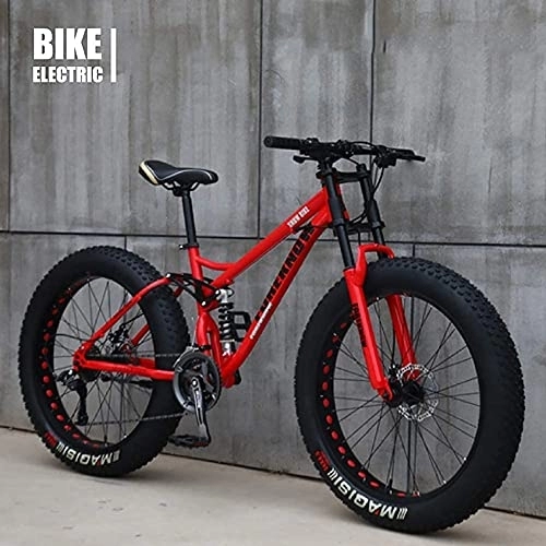 Fat Tire Mountainbike : 26 Zoll (66 cm), Erwachsene, Fat-Tyre-Mountain-Trail-Bike, 21-Gang-Fahrrad, Rahmen aus Karbonstahl, doppelte Vollfederung, doppelte Scheibenbremse