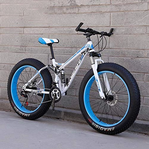 Fat Tire Mountainbike : Adult Fat Tire Mountainbike, Beach Snow Bike, Doppelscheiben-Bremsen-Cruiser-Bikes, leichtes Fahrrad aus Stahl mit hohem Kohlenstoffgehalt, 26-Zoll-Räder, F, 24 Speed