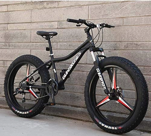 Fat Tire Mountainbike : DHINGM Mountain Bikes 26inch Fat Tire Hardtail Snowmobile Doppelaufhebung Rahmen und Federgabel All Terrain Mnner Gebirgsfahrrad Erwachsener Starke Tragfhigkeits (Color : Black 3, Size : 7Speed)