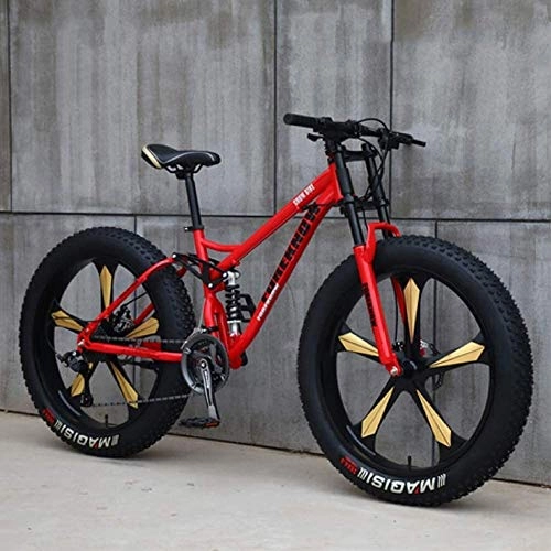 Fat Tire Mountainbike : FANLIU Mountain Bikes, 26-Zoll-Fat Tire Hardtail Mountainbike, Doppelaufhebung-Rahmen und Federgabel All Terrain Mountain Bike (Color : 27 Speed, Size : Green 3 Spoke)