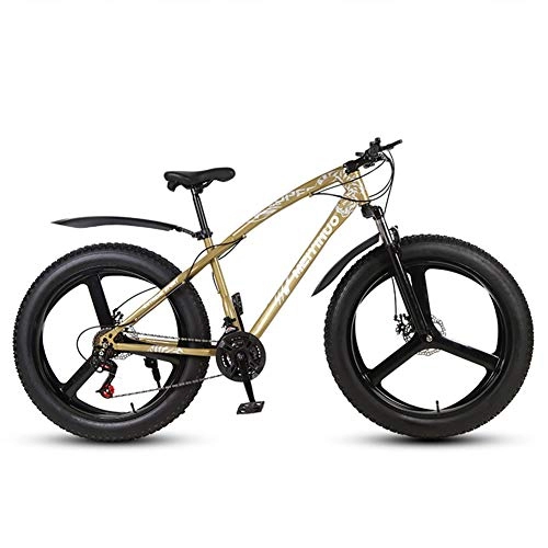 Fat Tire Mountainbike : Fetter Reifen Bike Beach Snow Bicycle 26"4, 0 Zoll Fat Tire Bike Mountainbike mit 21 Geschwindigkeiten Antriebsstrang, Frauen Herren Anti-Rutsch-Bikes, Gold