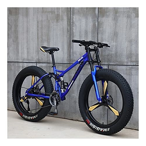 Fat Tire Mountainbike : GUHUIHE 26-Zoll-Rad 27 Geschwindigkeit Erwachsene Gebirgsfettfahrrad Variable Geschwindigkeit Straße Fahrrad Off-Road Schneemobil Männer Outdoor Ride MTB (Color : Blue 3 Knife Wheel, Size : 7 Speed)