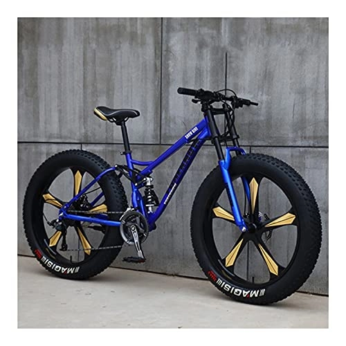 Fat Tire Mountainbike : GUHUIHE 26-Zoll-Rad 27 Geschwindigkeit Erwachsene Gebirgsfettfahrrad Variable Geschwindigkeit Straße Fahrrad Off-Road Schneemobil Männer Outdoor Ride MTB (Color : Blue 5 Knife Wheel, Size : 27 Speed)