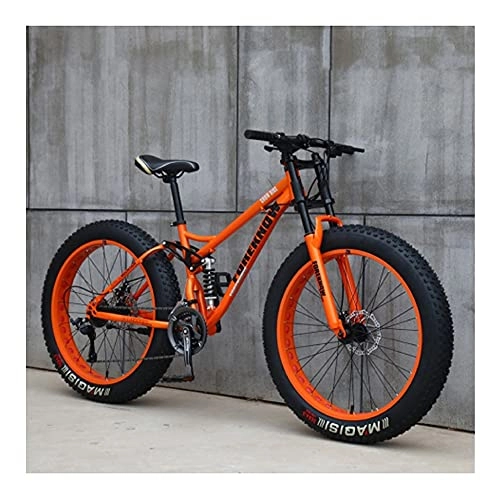 Fat Tire Mountainbike : GUHUIHE 26-Zoll-Rad 27 Geschwindigkeit Erwachsene Gebirgsfettfahrrad Variable Geschwindigkeit Straße Fahrrad Off-Road Schneemobil Männer Outdoor Ride MTB (Color : Orange Spoke Wheel, Size : 21 Speed)