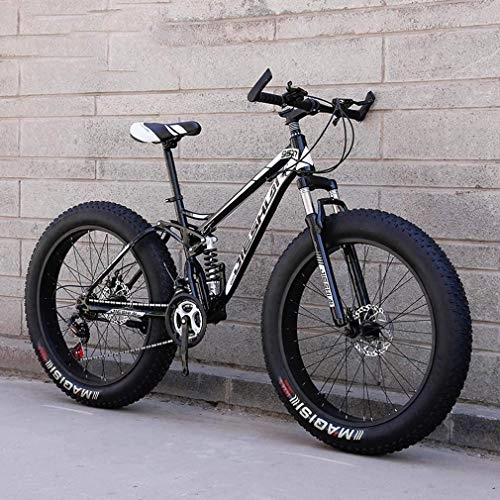 Fat Tire Mountainbike : Hochwertiges langlebiges Fahrrad Adult Fat Tire Mountain Bike, Strand Schnee-Fahrrad, Doppelscheibenbremse Cruiser Bikes, Leichte High-Carbon Stahlrahmen Fahrrad, 24 Zoll-Rder Aluminiumrahmen mit Sch