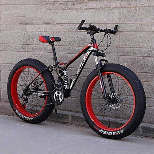 Fat Tire Mountainbike : Hochwertiges langlebiges Fahrrad Adult Fat Tire Mountain Bike, Strand Schnee-Fahrrad, Doppelscheibenbremse Cruiser Bikes, Leichte High-Carbon Stahlrahmen Fahrrad, 26 Zoll-Rder Aluminiumrahmen mit Sch