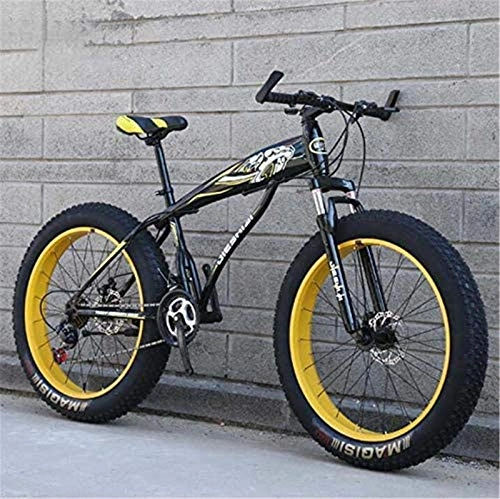 Fat Tire Mountainbike : Hochwertiges langlebiges Fahrrad Fahrrad Mountainbike for Erwachsene, Fat Tire Hardtail MBT Bike, High-Carbon Stahlrahmen, Doppelscheibenbremse, stodmpfender Federgabel Aluminiumrahmen mit Scheibenb