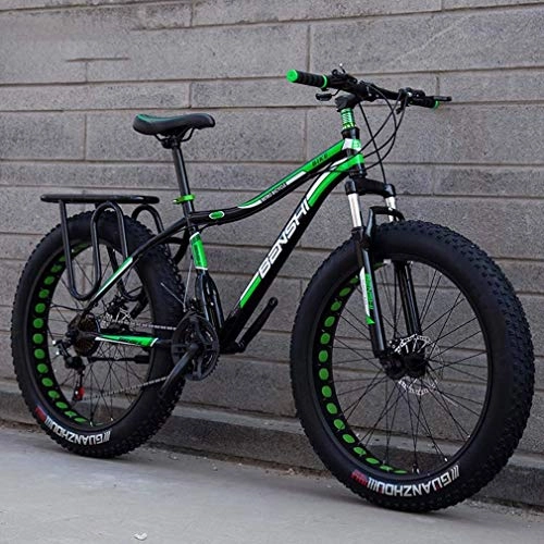 Fat Tire Mountainbike : Hochwertiges langlebiges Fahrrad Mens Fat Tire Mountain Bike, Strand Schnee-Fahrrad, Leichte High-Carbon Stahlrahmen Fahrrad, Doppelscheibenbremse Cruiser Bikes, 24-Zoll-Rder Aluminiumrahmen mit Sche