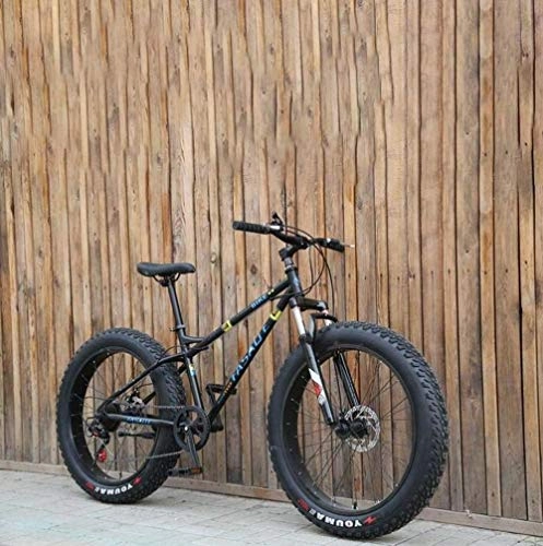 Fat Tire Mountainbike : HongLianRiven BMX Fat Tire Herren Mountainbike, Doppelscheibenbremse / Cruiser Bikes, Strand Snowmobile Fahrrad, 26 Zoll Alufelgen 6-24 (Color : Black, Size : 27 Speed)