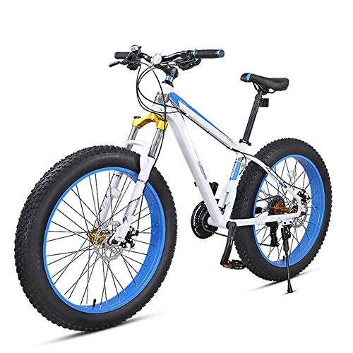 Fat Tire Mountainbike : HWOEK Erwachsene Mountain Bike, Doppelscheibenbremse 4, 0 Fette Reifen 26 Zoll Beach Snow Bike Rahmen aus Aluminiumlegierung 27 Gang Abschließbare Vordergabel, Blau