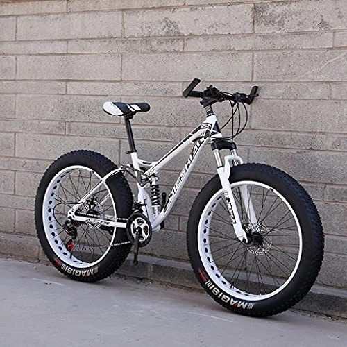 Fat Tire Mountainbike : LHQ-HQ Mountainbike Für Erwachsene, 26" Fat Tire, 27 Gänge, High-Carbon-Stahlrahmen, Dual-Suspension, ​Shimano Shift Kit, Belastbarkeit 200 Kg, A