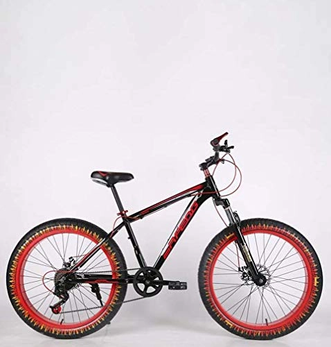 Fat Tire Mountainbike : Mens Adult Fat Tire Mountain Bike, Doppelscheibenbremse Strand Schnee Fahrrad, High-Carbon Stahlrahmen-Kreuzer-Fahrräder, 24-Zoll-Räder Flamme, C, 30 Speed
