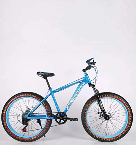 Fat Tire Mountainbike : Mens Adult Fat Tire Mountain Bike, Doppelscheibenbremse Strand Schnee Fahrrad, High-Carbon Stahlrahmen-Kreuzer-Fahrräder, 26-Zoll-Räder Flamme, D, 30 Speed
