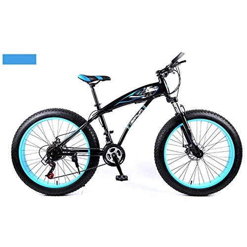 Fat Tire Mountainbike : Qinmo Erwachsene Mountain Bike, Bold Stodmpfung 24 / 26 Zoll Snow Beach Bike 4.0 Fat Reifen 21 / 24 / 27 Gang-Doppelscheibenbremse (Color : Blue)