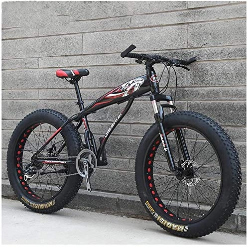 Fat Tire Mountainbike : QXX Erwachsene Mountain Bikes, Jungen Mädchen Fat Tire Mountain Trail Fahrrad, Doppelscheibenbremse Hardtail Mountainbike, High-Carbon Stahlrahmen, Fahrrad (Color : Red C, Size : 26 Inch 24 Speed)