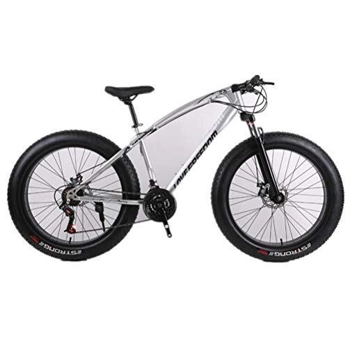 Fat Tire Mountainbike : Tbagem-Yjr Mountainbike, 26-Zoll-Rad Doppelscheibenbremse Breitreifen Stadt Straßenfahrrad (Color : Silver, Size : 24 Speed)
