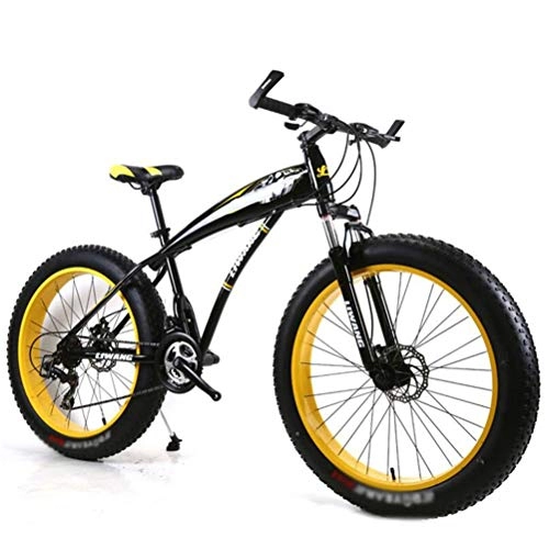 Fat Tire Mountainbike : Tbagem-Yjr Mountainbike, Aluminiumlegierung 24 Zoll Stoßdämpfung Rennrad Sport Unisex (Color : Black Yellow, Size : 27 Speed)
