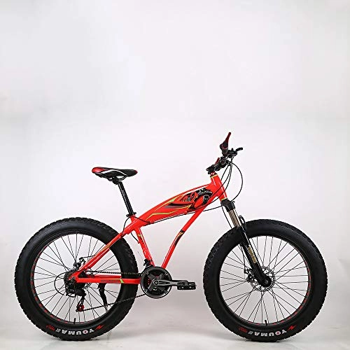 Fat Tire Mountainbike : VANYA 26 Zoll Erwachsene Mountain Bike 27 Geschwindigkeit Scheibenbremse Motorschlitten 4.0 Thick Reifenstoßdämpfung Strand Fahrrad, Rot