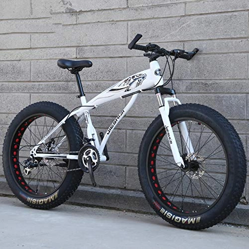 Fat Tire Mountainbike : WANG-L Mountainbikes Für Männer / Frauen 4.0 Großreifen Stoßdämpfung Cross-Country-Bikes Snowbikes ATV, White-24inch / 27speed