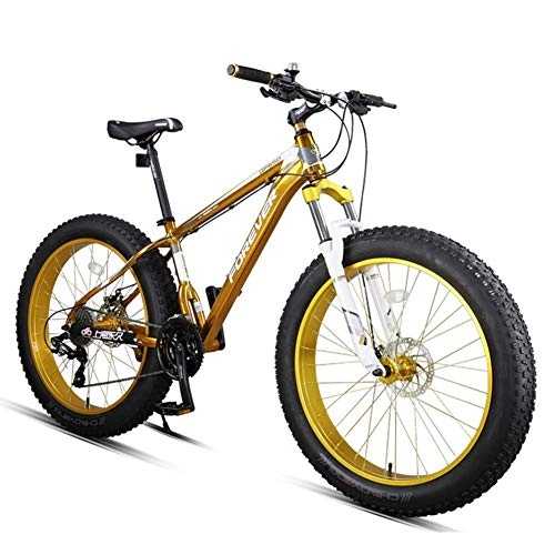 Fat Tire Mountainbike : Wghz 27-Gang Fat Tire Mountainbikes, 26-Zoll-All-Terrain-Mountainbike für Erwachsene, Hardtail-Mountainbike mit Aluminiumrahmen und Doppelscheibenbremse, gelb