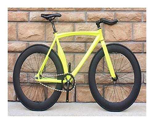 Fat Tire Mountainbike : without logo AFTWLKJ Fahrrad Fixed Gear Bike Fat Fahrrad-Aluminiumlegierung mit Auffällige Multi-Farbe Erwachsene männliche und weibliche Studenten (Color : Yellow, Size : 46cm(165cm 175cm))