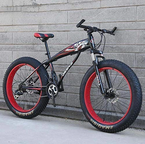 Fat Tire Mountainbike : WJSW Mountainbike-Fahrrad für Erwachsene, Fat Tire Hardtail MBT-Fahrrad, Rahmen aus kohlenstoffhaltigem Stahl, Doppelscheibenbremse, stoßdämpfende Vordergabel