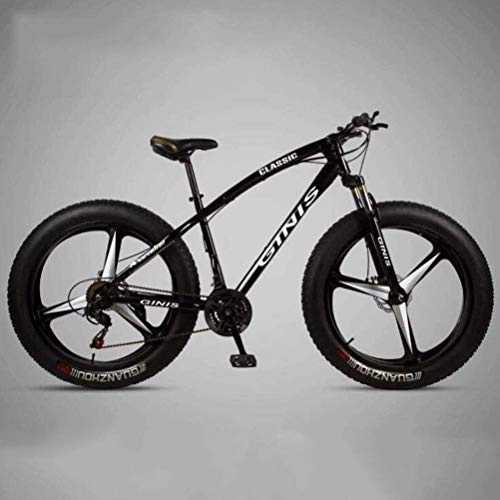 Fat Tire Mountainbike : WJSW Sport Freizeit Kunststoff Erwachsene Bikes Schwarz - Mountainbike Offroad Herren MTB (Farbe: Schwarz, Größe: 27 Gang)