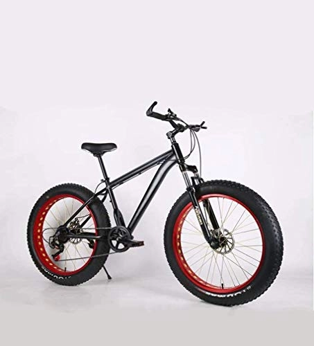 Fat Tire Mountainbike : WJSW Verbesserte Version Fat Tire Herren Mountainbike, Doppelscheibenbremse / High Carbon Carbon Frame Bikes 7-Gang, Beach Snowmobile Fahrrad 24-26 Zoll Räder
