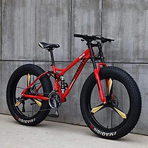 Fat Tire Mountainbike : WYJBD Mountain Bikes, 4.0 Fat Tire Hardtail Mountainbike, Doppelaufhebung Rahmen und Federgabel All Terrain Mountain Bike (Color : Red, Size : 21 Speed)