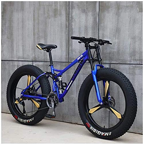 Fat Tire Mountainbike : XHJZ Mountain Bikes, 26 Zoll 4.0 Fat Tire Hardtail Mountainbike, Doppelaufhebung-Rahmen und Federgabel All Terrain Mountain Bike, Blau, 27 Speed