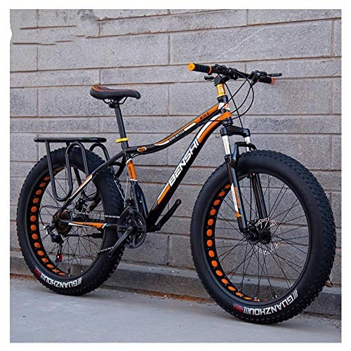 Fat Tire Mountainbike : Xiaoyue Adult Fat Tire Mountain Bikes, Doppelscheibenbremse Hardtail Mountainbike, Vorderachsfederung Fahrrad, Frauen All Terrain Mountainbike, orange A, 26-Zoll-27-Speed lalay