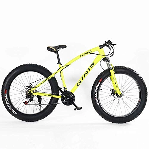 Fat Tire Mountainbike : Xiaoyue Teens Mountain Bikes, 21-Gang 24 Zoll Fat Tire Fahrrad, High-Carbon Stahlrahmen Hardtail Mountainbike mit Doppelscheibenbremse, Gelb, Spoke lalay (Color : Yellow, Size : Spoke)