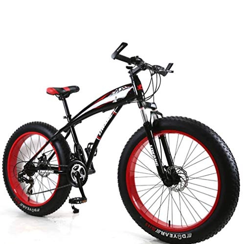 Fat Tire Mountainbike : YAMEIJIA Aluminiumlegierung Mountainbike mit 24 / 26 Zoll Variabler Geschwindigkeit Wide Reifen-Scheibenbremse / 21-24-27 Geschwindigkeit, Red, 24inch27speed