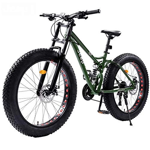 Fat Tire Mountainbike : YUANP 26-Zoll-Mountainbikes Doppelscheibenbrems-Fat-Tire-Mountainbike Hardtail-Mountainbike Verstellbares Sitzrad, Green-26inch21speed