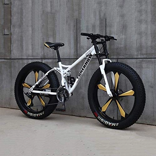 Fat Tire Mountainbike : ZHNA Fahrrad, Mountainbike, 26 Zoll 7 / 21 / 24 / 27 Speed ​​Bike, Männer Frauen Studenten Variable Speed ​​Bike, Fat Tire Mens Mountain Bike (Color : White, Size : 21 Speed)