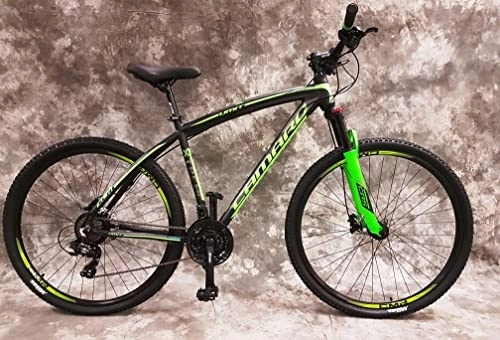 Mountainbike : 29 Zoll ALU Mountain Bike Gefedert mit 21-Gang Shimano & Hydraulik Scheibenbremsen 2960-10-Schwarz-Grün