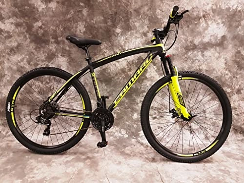 Mountainbike : 29 Zoll ALU Mountain Bike Gefedert mit 21-Gang Shimano & Hydraulik Scheibenbremsen 2960-Schwarz-Gelb