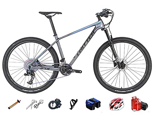 Mountainbike : ASEDF 27, 5 / 29in Mountainbike Kohle-Faser-Scheiben-Bremse super leichte Erwachsene männlich weibliche Student Reise Variable Speed Off-Road Racing 12 Geschwindigkeit grey-27.5in