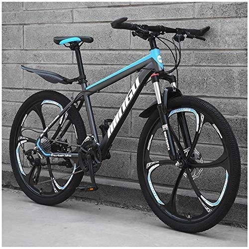 Mountainbike : AYHa 24-Zoll-Mountainbikes, Mens-Frauen-Carbon Steel Fahrrad, 30-Gang-Schaltung All Terrain Mountain Bike mit Doppelscheibenbremse, 21Vitesses, 30vitesses, Black 3 Spoke