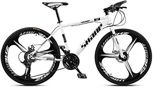 Mountainbike : AYHa 26-Zoll-Mountainbikes, Herrendoppelscheibenbremse Hardtail Mountainbike, Fahrrad Adjustable Seat, High-Carbon Stahlrahmen, 21-Gang, 24 Geschwindigkeit, Weiß 3 Spoke